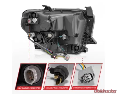 Anzo USA LED Crystal Headlights w/ Switchback Chrome Housing w/ DRL Toyota Tundra 2014-2021 - 111534