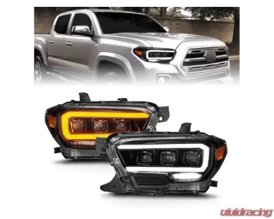 Anzo USA Full LED Proj Headlights w/Light Bar Seq. Black w/Initiation Light Toyota Tacoma 2016-2022 - 111562
