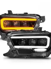 Anzo USA Full LED Proj Headlights w/Light Bar Seq. Black w/Initiation Light Toyota Tacoma 2016-2022                                     - 111562 - Image 2