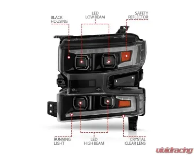 Anzo USA LED Projector Headlight (Driver Side) Chevrolet Silverado 1500 2019-2022 - 111566-L