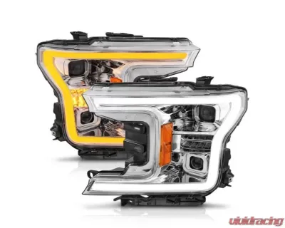 Anzo USA Full LED Proj Headlights w/Light Bar Swtchbk Seq. Chrome w/Int Ford F-150 2018-2020 - 111571