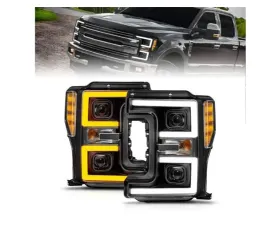 Anzo USA  LED Proj Headlights w/Light Bar Switchback Black Ford F-250|F-350|F-450 2017-2019