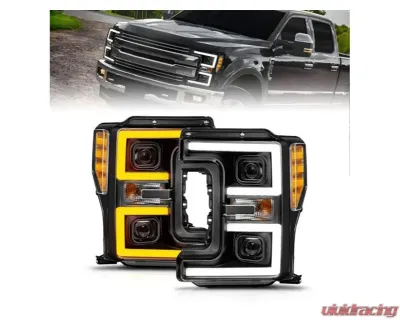 Anzo USA  LED Proj Headlights w/Light Bar Switchback Black Ford F-250|F-350|F-450 2017-2019 - 111577