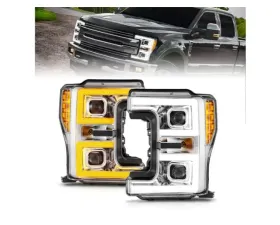 Anzo USA LED Proj Headlights w/Light Bar Switchback Chrome Ford F-250|F-350|F-450 2017-2019