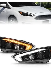 Anzo USA Projector Headlights - w/ Light Bar Switchback Black Housing Ford Focus 2015-2018                                     - 121564 - Image 6
