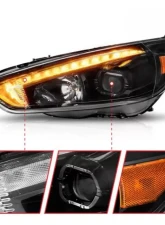 Anzo USA Projector Headlights - w/ Light Bar Switchback Black Housing Ford Focus 2015-2018                                     - 121564 - Image 3