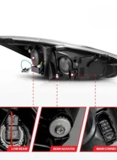Anzo USA Projector Headlights - w/ Light Bar Switchback Black Housing Ford Focus 2015-2018                                     - 121564 - Image 5