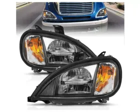 Anzo USA LED Crystal Headlights Black Housing w/ Clear Lens (Pair) Freightliner Columbia 1996-2013