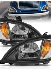 Anzo USA LED Crystal Headlights Black Housing w/ Clear Lens (Pair) Freightliner Columbia 1996-2013                                     - 131028 - Image 5