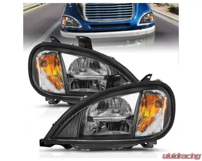 Anzo USA LED Crystal Headlights Black Housing w/ Clear Lens (Pair) Freightliner Columbia 1996-2013 - 131028