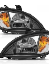 Anzo USA LED Crystal Headlights Black Housing w/ Clear Lens (Pair) Freightliner Columbia 1996-2013                                     - 131028 - Image 2