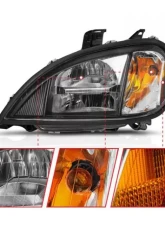 Anzo USA LED Crystal Headlights Black Housing w/ Clear Lens (Pair) Freightliner Columbia 1996-2013                                     - 131028 - Image 3