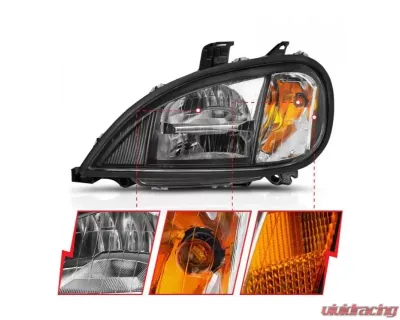 Anzo USA LED Crystal Headlights Black Housing w/ Clear Lens (Pair) Freightliner Columbia 1996-2013 - 131028