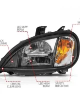 Anzo USA LED Crystal Headlights Black Housing w/ Clear Lens (Pair) Freightliner Columbia 1996-2013                                     - 131028 - Image 4