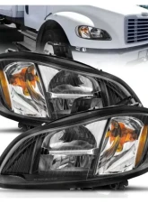 AnzoUSA LED Crystal Headlights Black Housing w/ Clear Lens (Pair) Freightliner M2 2002-2014                                     - 131030 - Image 5
