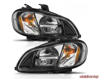 AnzoUSA LED Crystal Headlights Black Housing w/ Clear Lens (Pair) Freightliner M2 2002-2014 - 131030