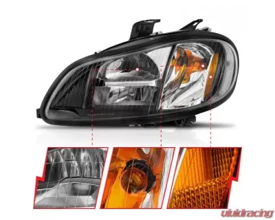 AnzoUSA LED Crystal Headlights Black Housing w/ Clear Lens (Pair) Freightliner M2 2002-2014 - 131030