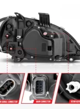 AnzoUSA LED Crystal Headlights Black Housing w/ Clear Lens (Pair) Freightliner M2 2002-2014                                     - 131030 - Image 5