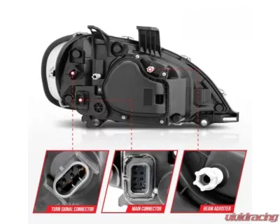 AnzoUSA LED Crystal Headlights Black Housing w/ Clear Lens (Pair) Freightliner M2 2002-2014 - 131030