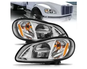 Anzo USA LED Crystal Headlights Chrome Housing w/ Clear Lens (Pair) Freightliner M2 2002-2014