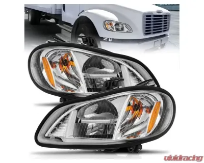 Anzo USA LED Crystal Headlights Chrome Housing w/ Clear Lens (Pair) Freightliner M2 2002-2014 - 131031