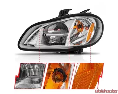 Anzo USA LED Crystal Headlights Chrome Housing w/ Clear Lens (Pair) Freightliner M2 2002-2014 - 131031