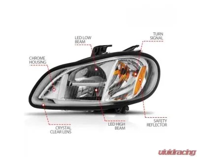 Anzo USA LED Crystal Headlights Chrome Housing w/ Clear Lens (Pair) Freightliner M2 2002-2014 - 131031