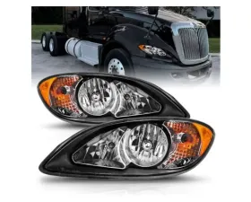 Anzo USA Crystal Headlights Black Housing (OE Replacement) International Prostar 2008-2016