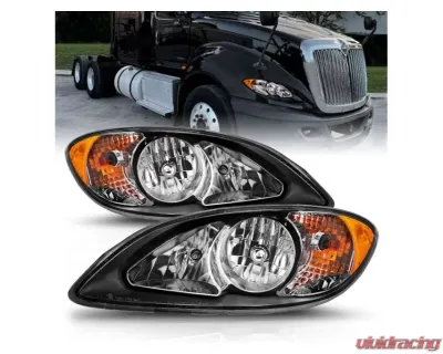 Anzo USA Crystal Headlights Black Housing (OE Replacement) International Prostar 2008-2016 - 131032