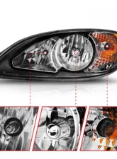 Anzo USA Crystal Headlights Black Housing (OE Replacement) International Prostar 2008-2016                                     - 131032 - Image 3