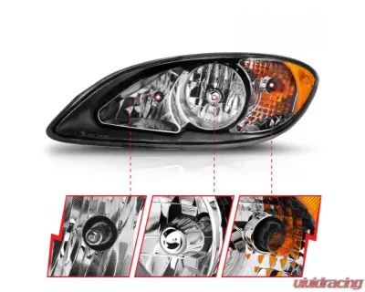 Anzo USA Crystal Headlights Black Housing (OE Replacement) International Prostar 2008-2016 - 131032