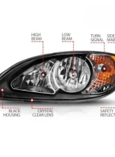 Anzo USA Crystal Headlights Black Housing (OE Replacement) International Prostar 2008-2016                                     - 131032 - Image 4