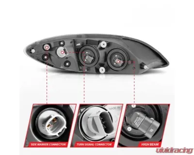 Anzo USA Crystal Headlights Black Housing (OE Replacement) International Prostar 2008-2016 - 131032