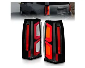 Anzo USA LED Tail Lights w/ Light Bar Black Housing Clear Lens Chevrolet Tahoe|Suburban 2015-2020
