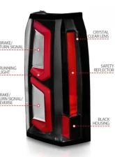 Anzo USA LED Tail Lights w/ Light Bar Black Housing Clear Lens Chevrolet Tahoe|Suburban 2015-2020                                     - 311374 - Image 4