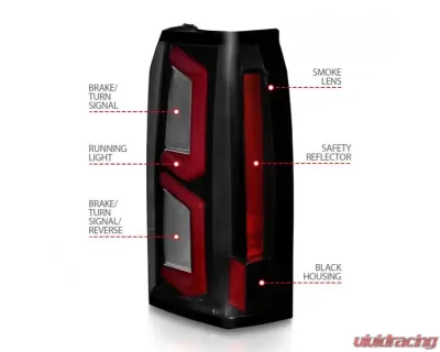 Anzo USA LED Tail Lights w/ Light Bar Black Housing Smoke Lens Chevrolet Tahoe|Suburban 2015-2020 - 311375