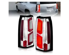 Anzo USA LED Tail Lights w/ Light Bar Chrome Housing Clear Lens Chevrolet Tahoe|Suburban 2015-2020