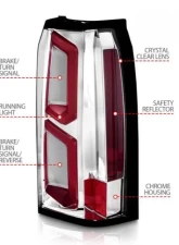 Anzo USA LED Tail Lights w/ Light Bar Chrome Housing Clear Lens Chevrolet Tahoe|Suburban 2015-2020                                     - 311376 - Image 4