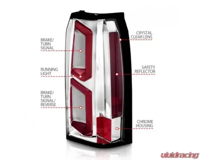 Anzo USA LED Tail Lights w/ Light Bar Chrome Housing Clear Lens Chevrolet Tahoe|Suburban 2015-2020 - 311376