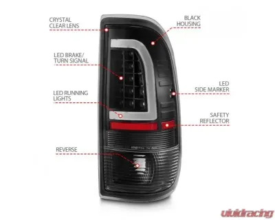 Anzo USA LED Tail Lights w/ Light Bar Black Housing Clear Lens Ford F-150|F-250|F-350|F-450 1997-2007 - 311377