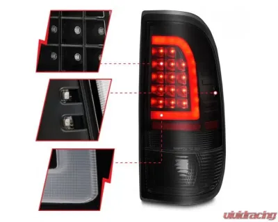 Anzo USA LED Tail Lights w/ Light Bar Black Housing Smoke Lens Ford F-150|F-250|F-350|F-450 1997-2007 - 311378