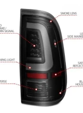 Anzo USA LED Tail w/ Lights Bar Black Housing Smoke Lens Ford F-250|F-350 |F-450|F-550 2008-2016                                     - 311379 - Image 4