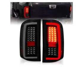 Anzo USA LED Tail Lights w/ Light Bar Black Housing Smoke Chevrolet Silverado1500 | 2500 | 3500 2007-2013