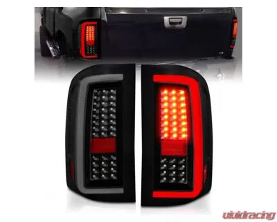 Anzo USA LED Tail Lights w/ Light Bar Black Housing Smoke Chevrolet Silverado1500 | 2500 | 3500 2007-2013 - 311381