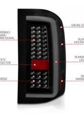 Anzo USA LED Tail Lights w/ Light Bar Black Housing Smoke Chevrolet Silverado1500 | 2500 | 3500 2007-2013                                     - 311381 - Image 4