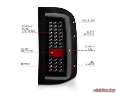 Anzo USA LED Tail Lights w/ Light Bar Black Housing Smoke Chevrolet Silverado1500 | 2500 | 3500 2007-2013 - 311381