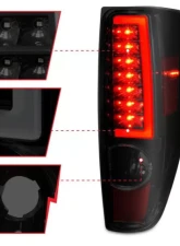 Anzo USA LED Tail Lights w/ Light Bar Black Housing Smoke Lens Chevrolet | GMC 2004-2012                                     - 311383 - Image 3