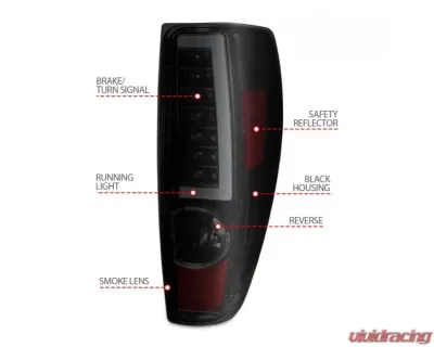 Anzo USA LED Tail Lights w/ Light Bar Black Housing Smoke Lens Chevrolet | GMC 2004-2012 - 311383
