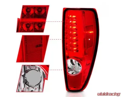 Anzo USA LED Tail Lights w/ Light Bar Chrome Housing Red/Clear Chevrolet|GMC 2004-2012 - 311384