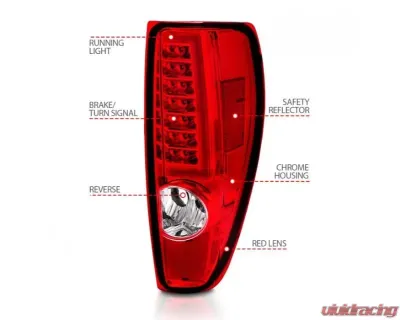 Anzo USA LED Tail Lights w/ Light Bar Chrome Housing Red/Clear Chevrolet|GMC 2004-2012 - 311384